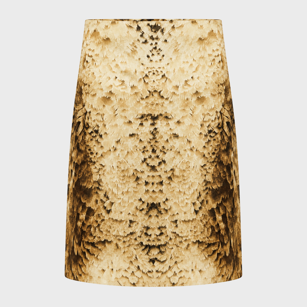 Feather Print Brown Silk Skirt Prada SS 2005