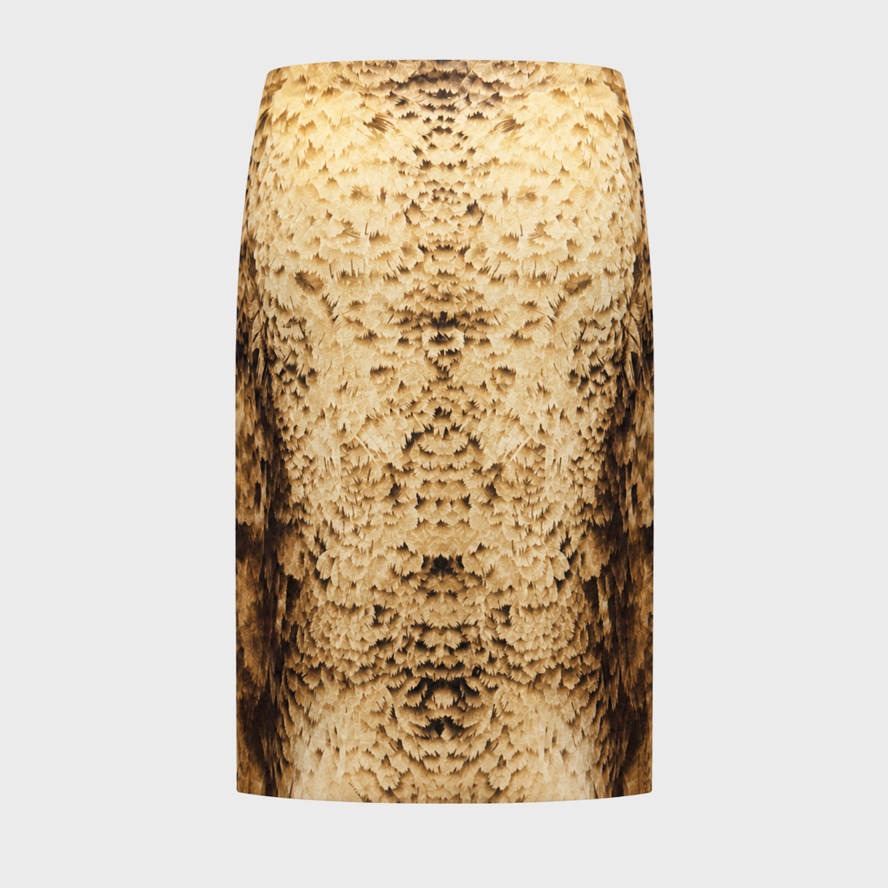 Feather Print Brown Silk Skirt Prada SS 2005