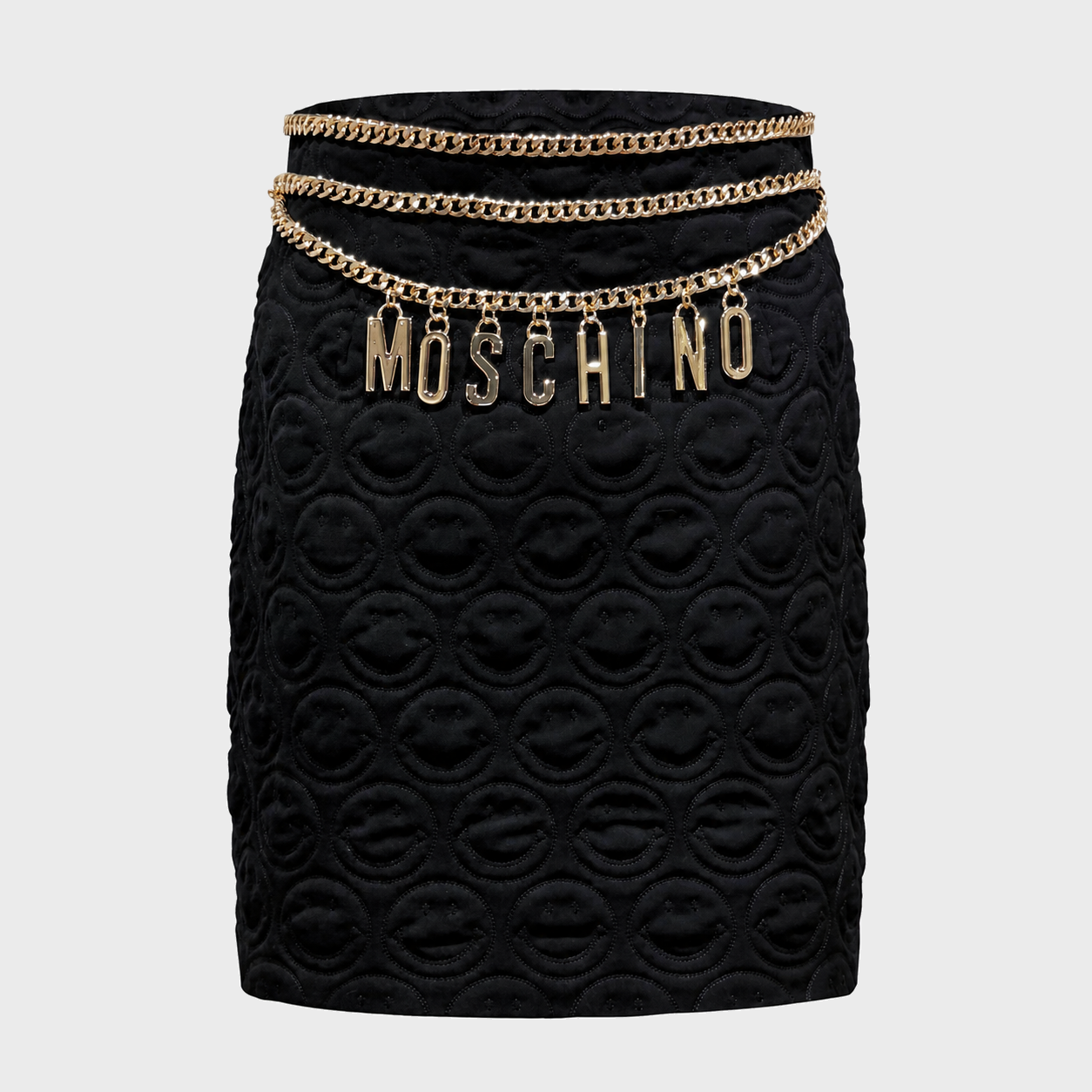 Quilted Smiley Chain Mini Skirt Moschino 2020s  by Jeremy Scott