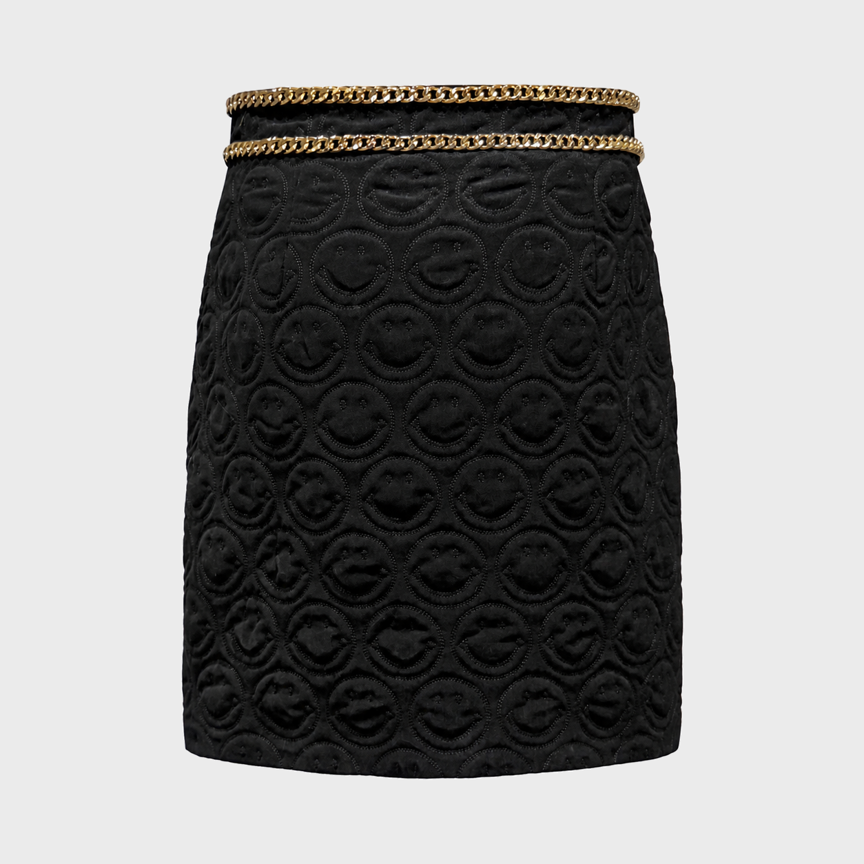 Quilted Smiley Chain Mini Skirt Moschino 2020s  by Jeremy Scott