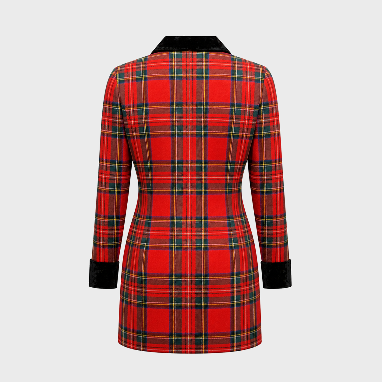 Red Tartan Velvet Trim Jacket Thierry Mugler FW 1983