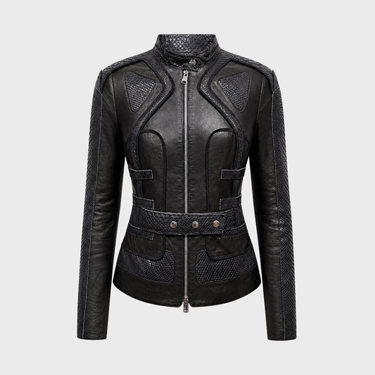 Python Leather Panelled Jacket Jitrois