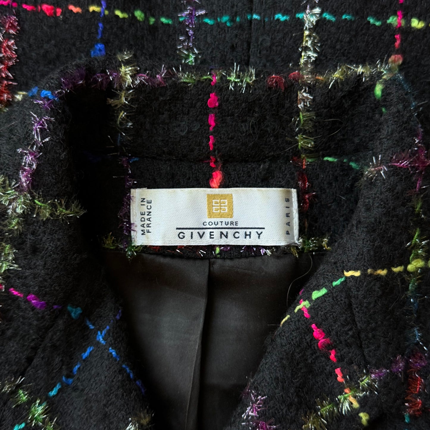 Multicolor Check Tweed Jacket Givenchy 1990s by Alexander McQueen