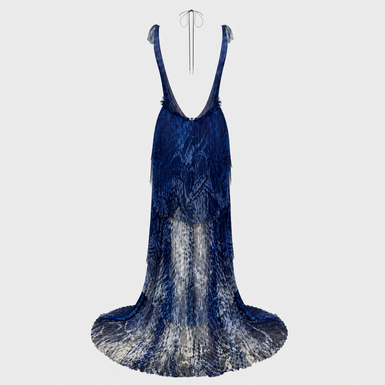 Blue Pleated Chiffon Ruffle Gown Emilio Pucci SS 2011