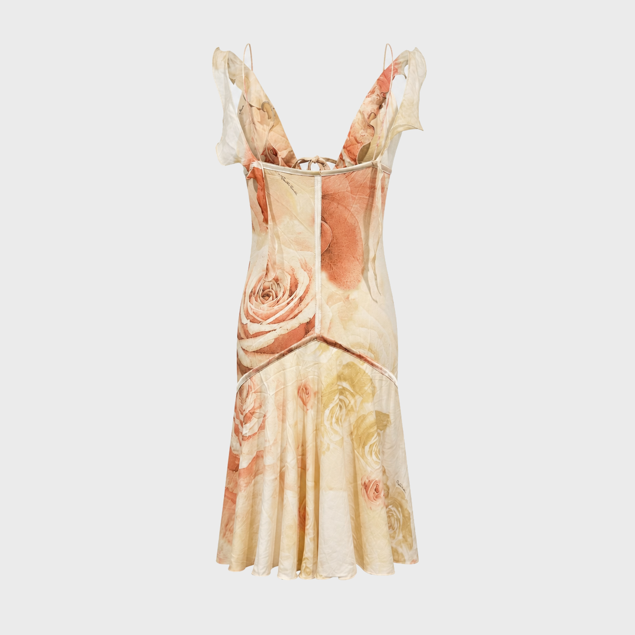 Floral Print Ruffled Bias-Cut Dress Roberto Cavalli SS 2004