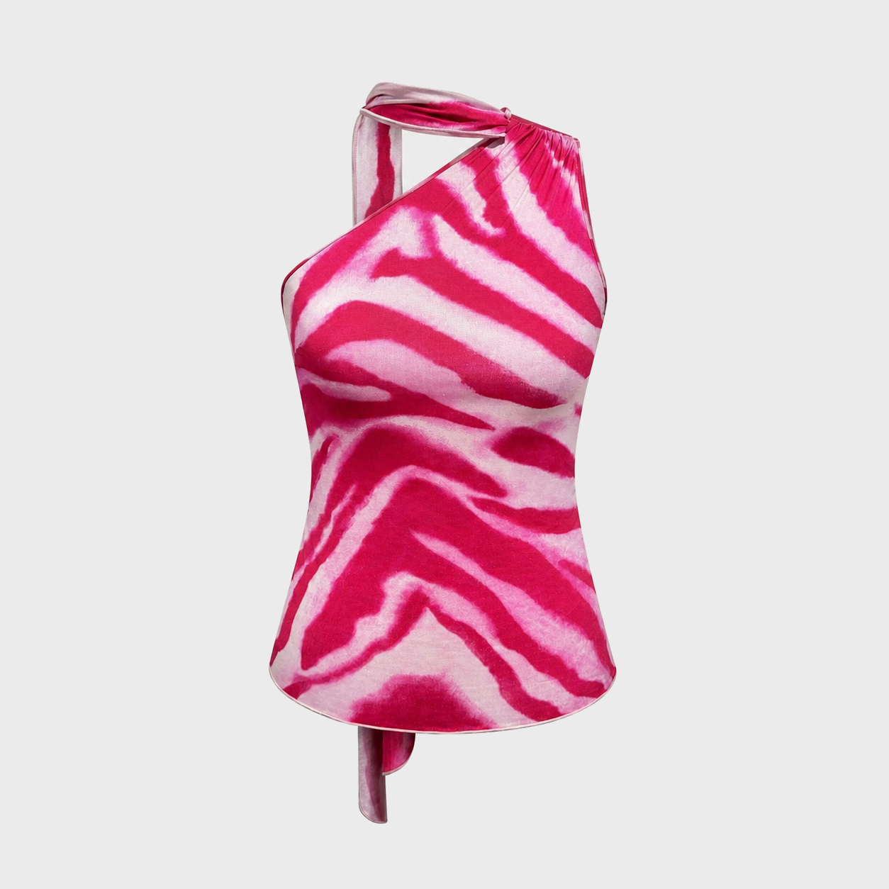 Asymmetric Zebra Print Halter Top Ungaro SS 2001 by Giambattista Valli