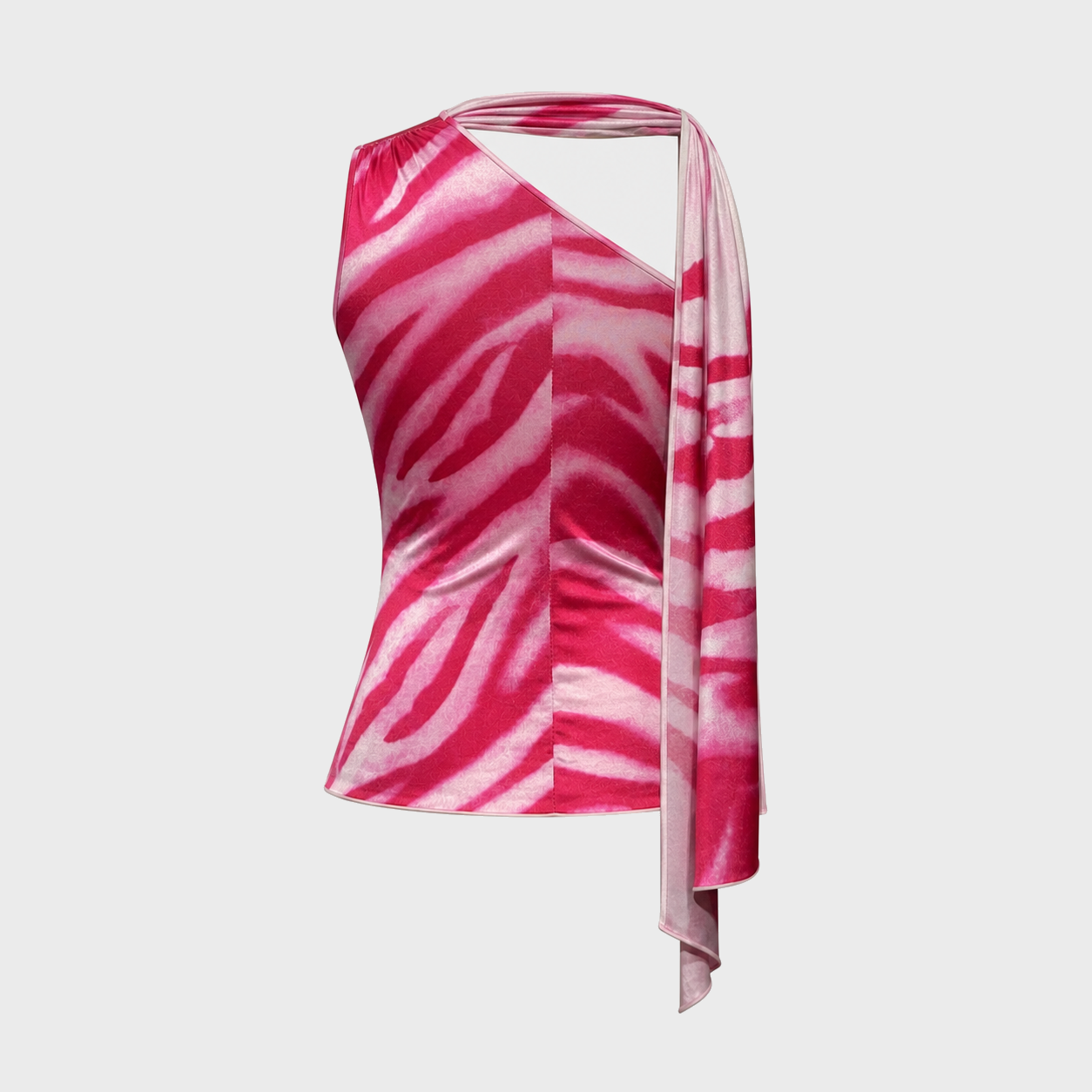 Asymmetric Zebra Print Halter Top Ungaro SS 2001 by Giambattista Valli