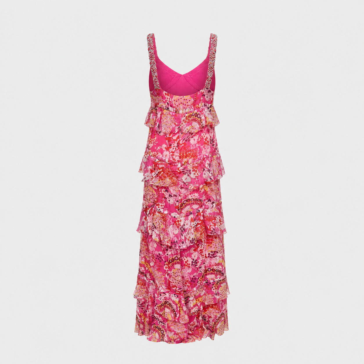 Pink Crystal Embellished Ruffle Dress Emmanuel Ungaro Circa 2004