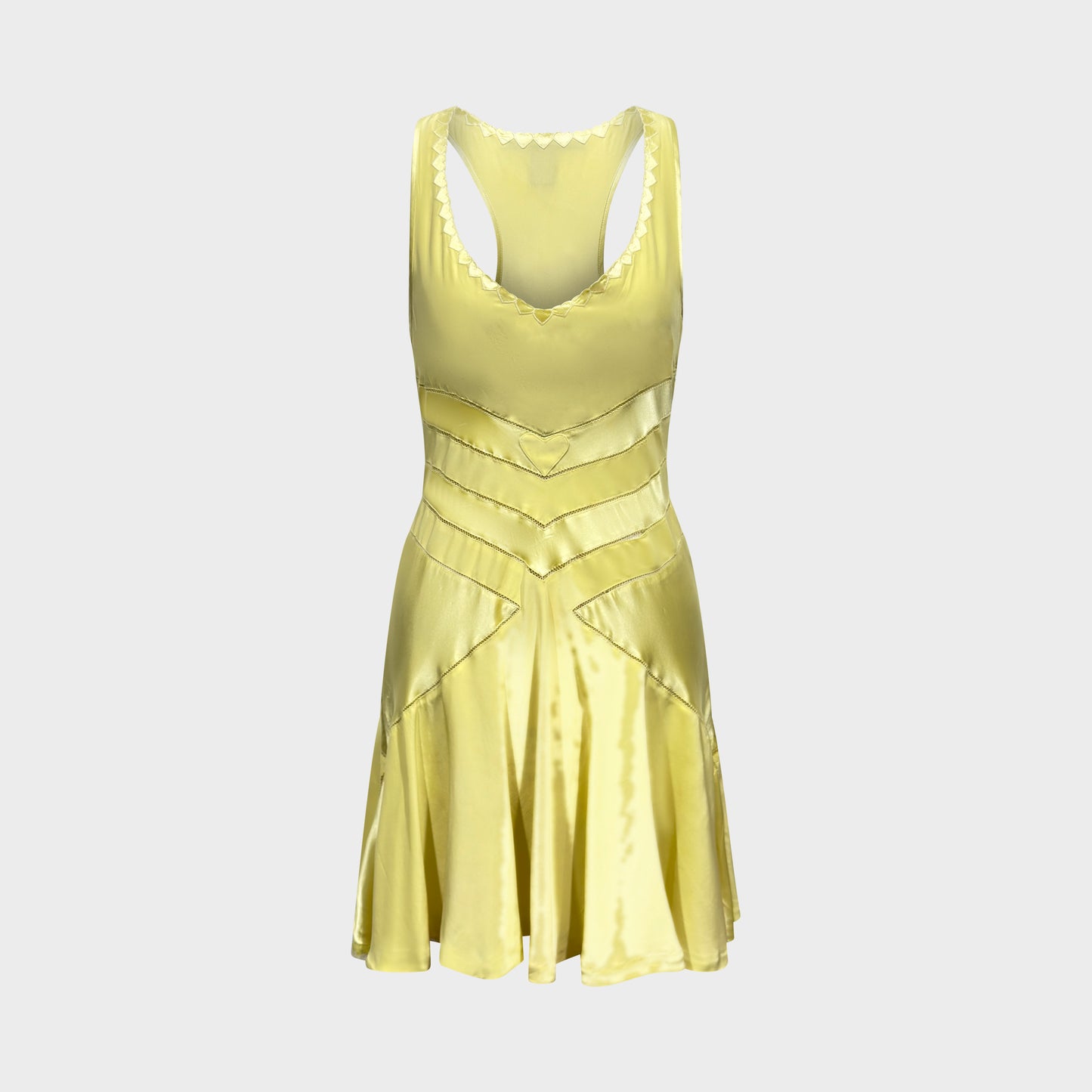 Yellow Heart Detail Satin Dress Marc Jacobs