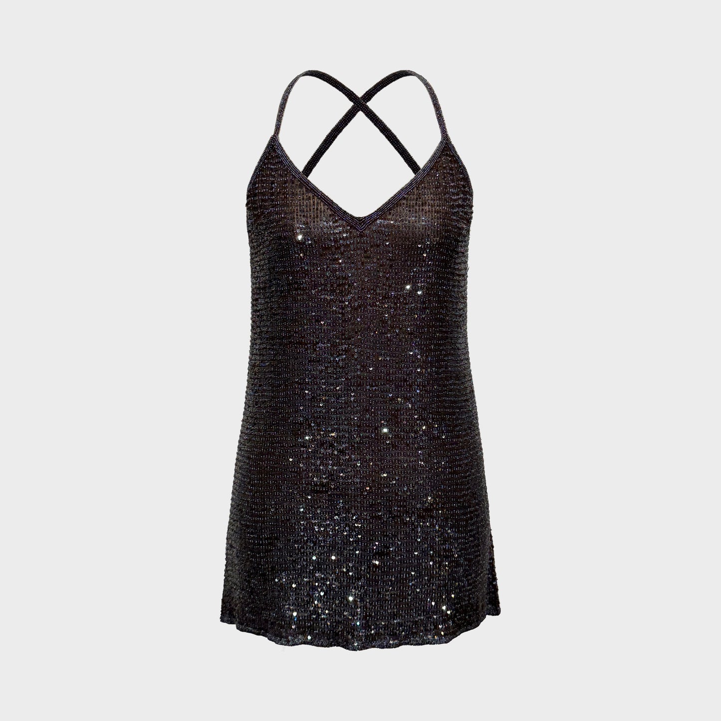 Beaded Cross-Back Mini Dress Gai Mattiolo