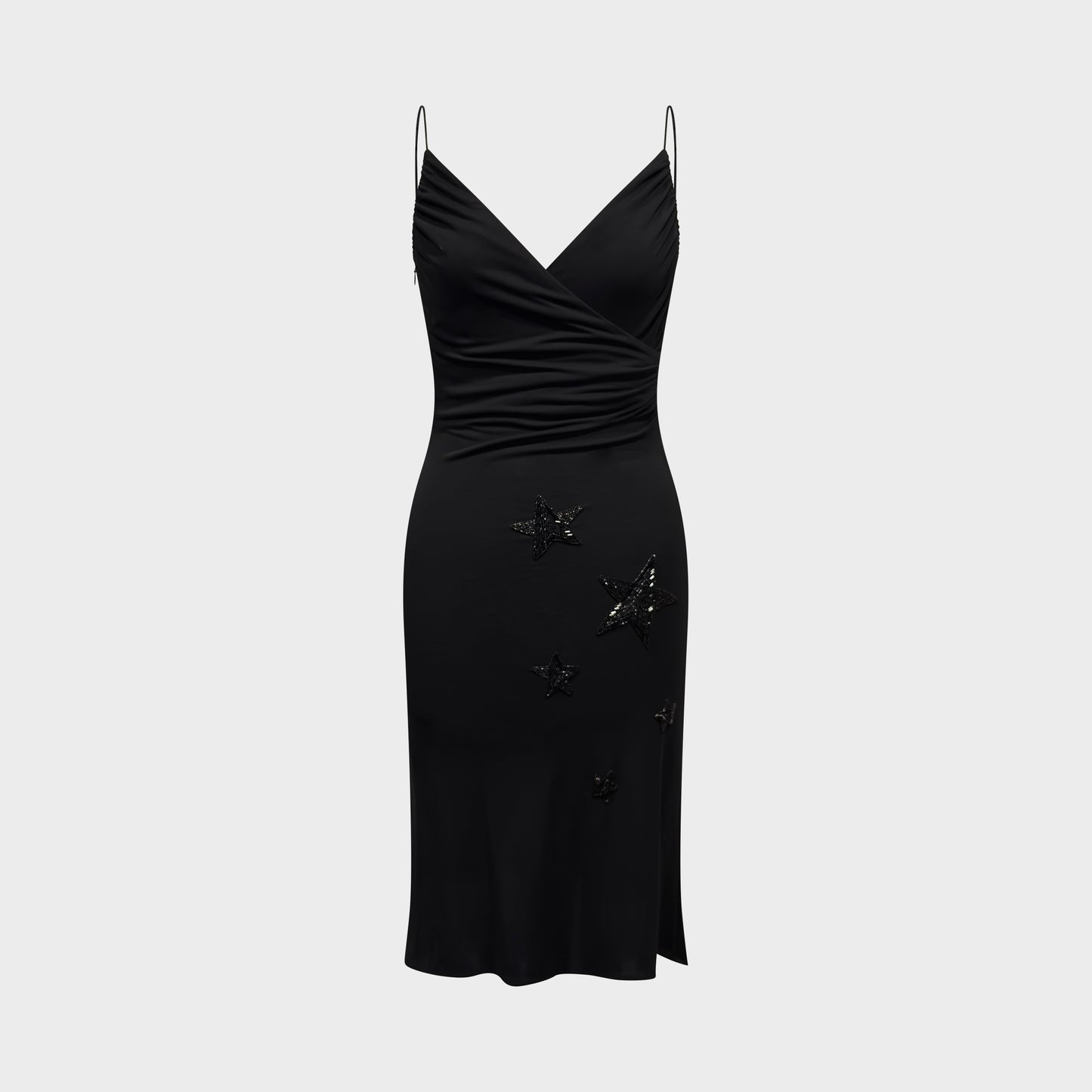 Black Embroidered Star Jersey Dress Versace 2000s