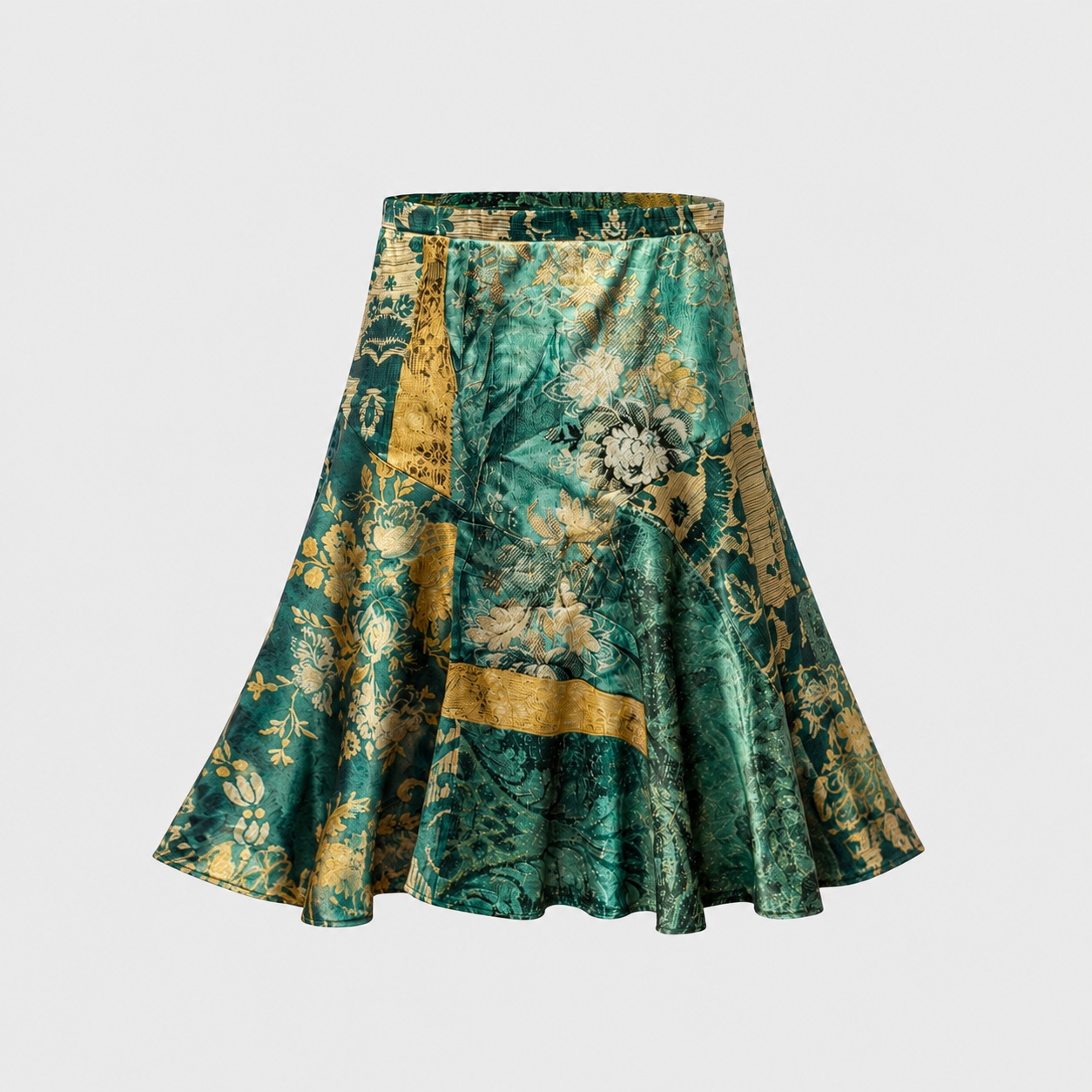 Green Baroque Silk Skirt Roberto Cavalli FW 2005