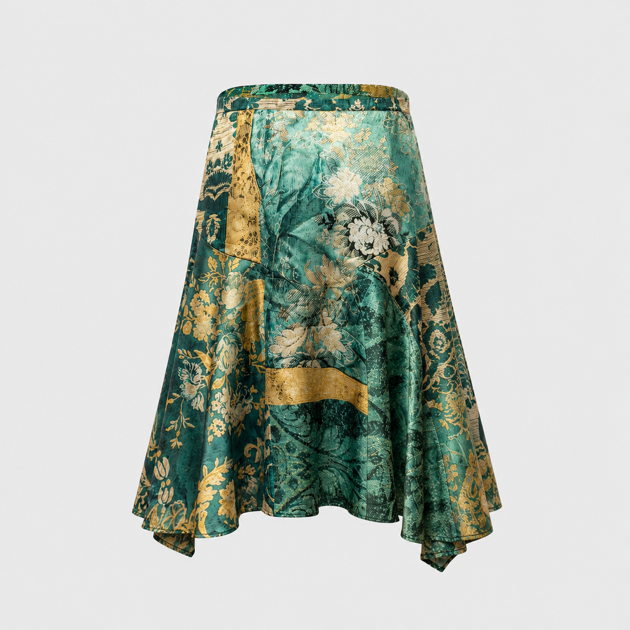 Green Baroque Silk Skirt Roberto Cavalli FW 2005