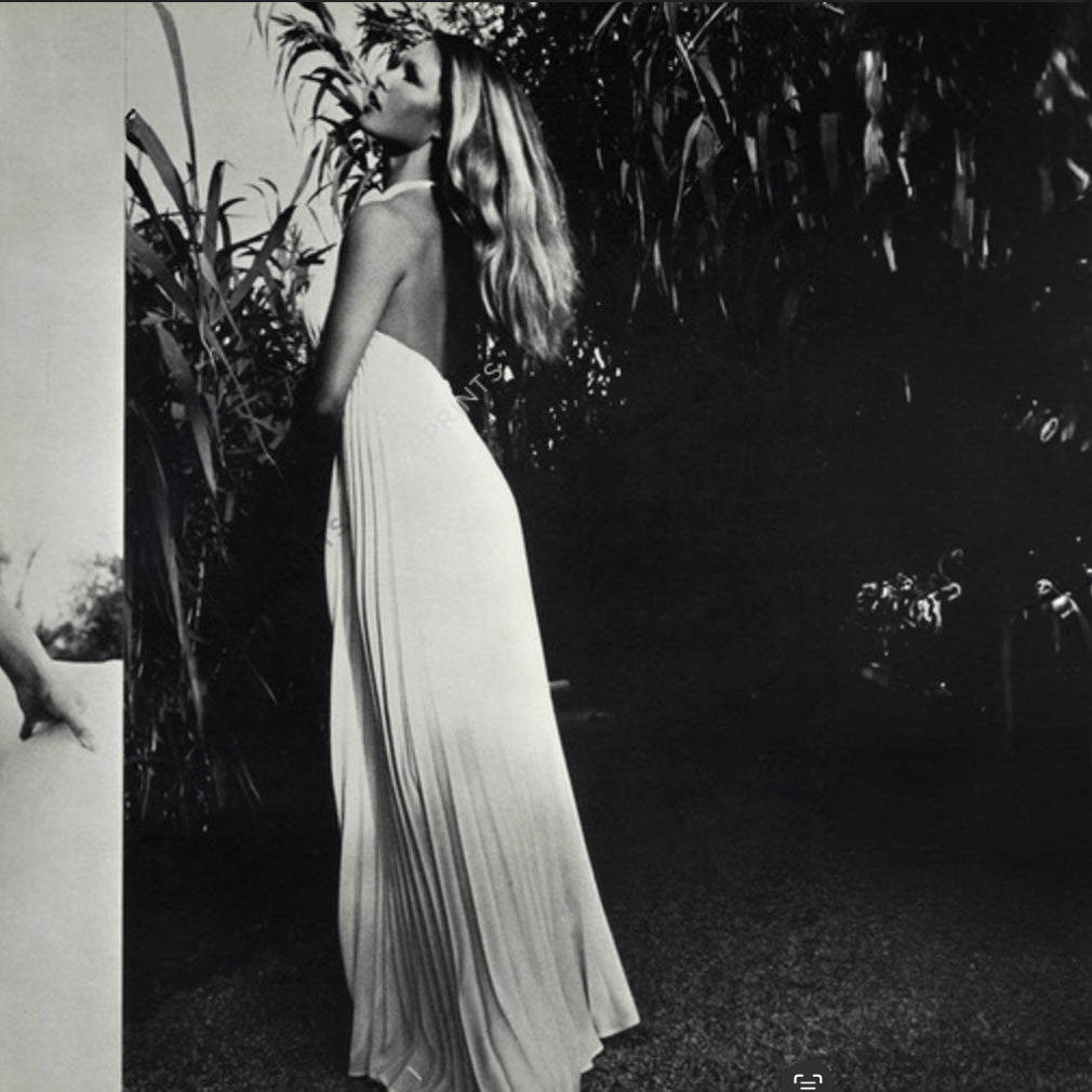 Pleated Draped Bust Dress Loris Azzaro 1971s