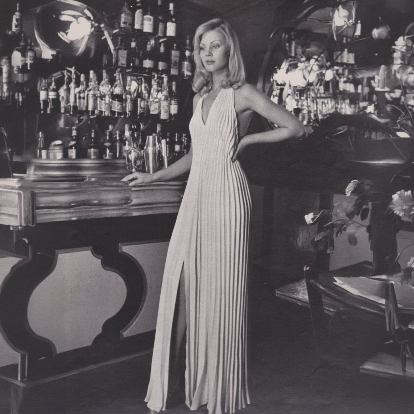 Pleated Draped Bust Dress Loris Azzaro 1971s