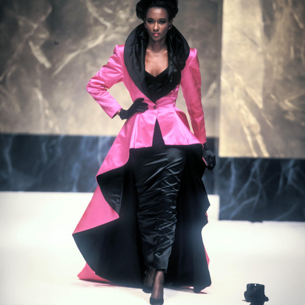 Green Satin Coat Jean-Louis Scherrer Haute Couture FW 1987