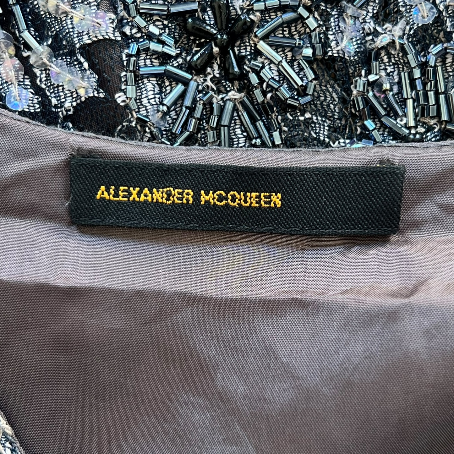 Grey Beaded Dress Alexander McQueen 1990s
