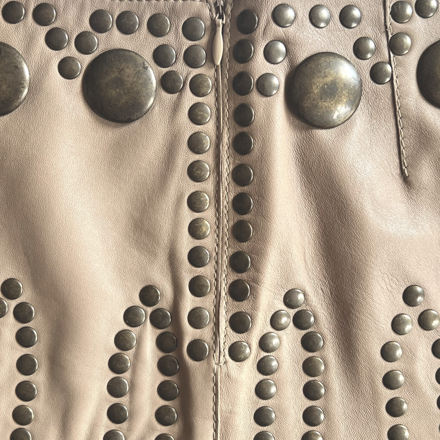 Beige Studded Leather Mini Skirt Dolce & Gabbana SS 2003