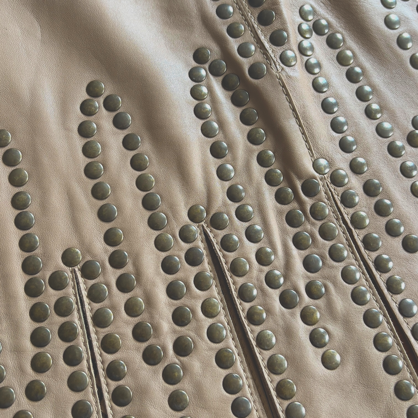 Beige Studded Leather Mini Skirt Dolce & Gabbana SS 2003