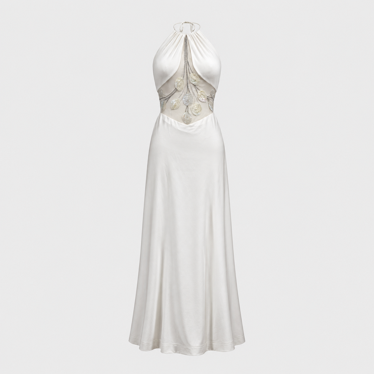 Beige Sequined Dress Loris Azzaro 1970s
