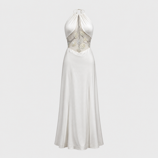 Beige Sequined Dress Loris Azzaro 1970s