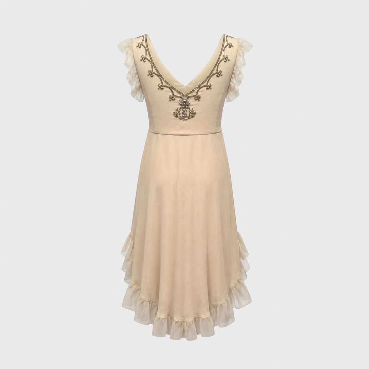 Embellished Draped Blush Silk Dress Galliano SS 2008