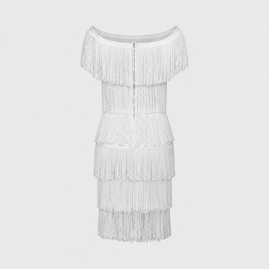 White Fringe Dress Loris Azzaro 1969