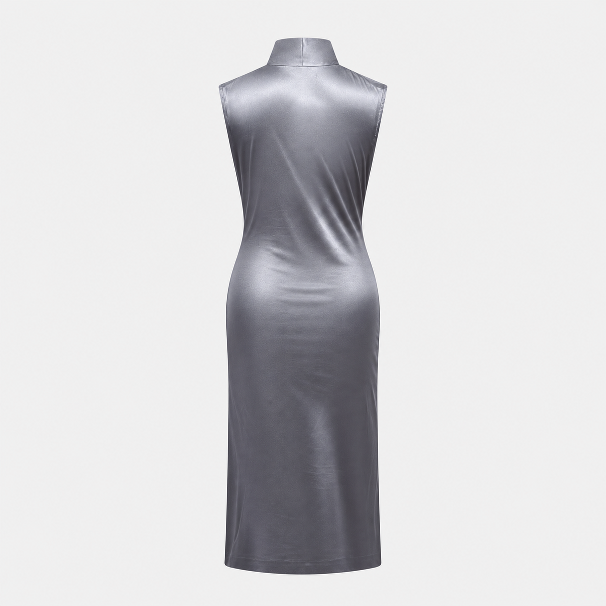 Grey Satin Draped Dress Alexander McQueen FW 1998 “Joan”