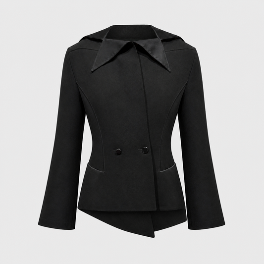 Black Satin Sculpted Jacket Thierry Mugler FW 1979 by Azzedine Alaia