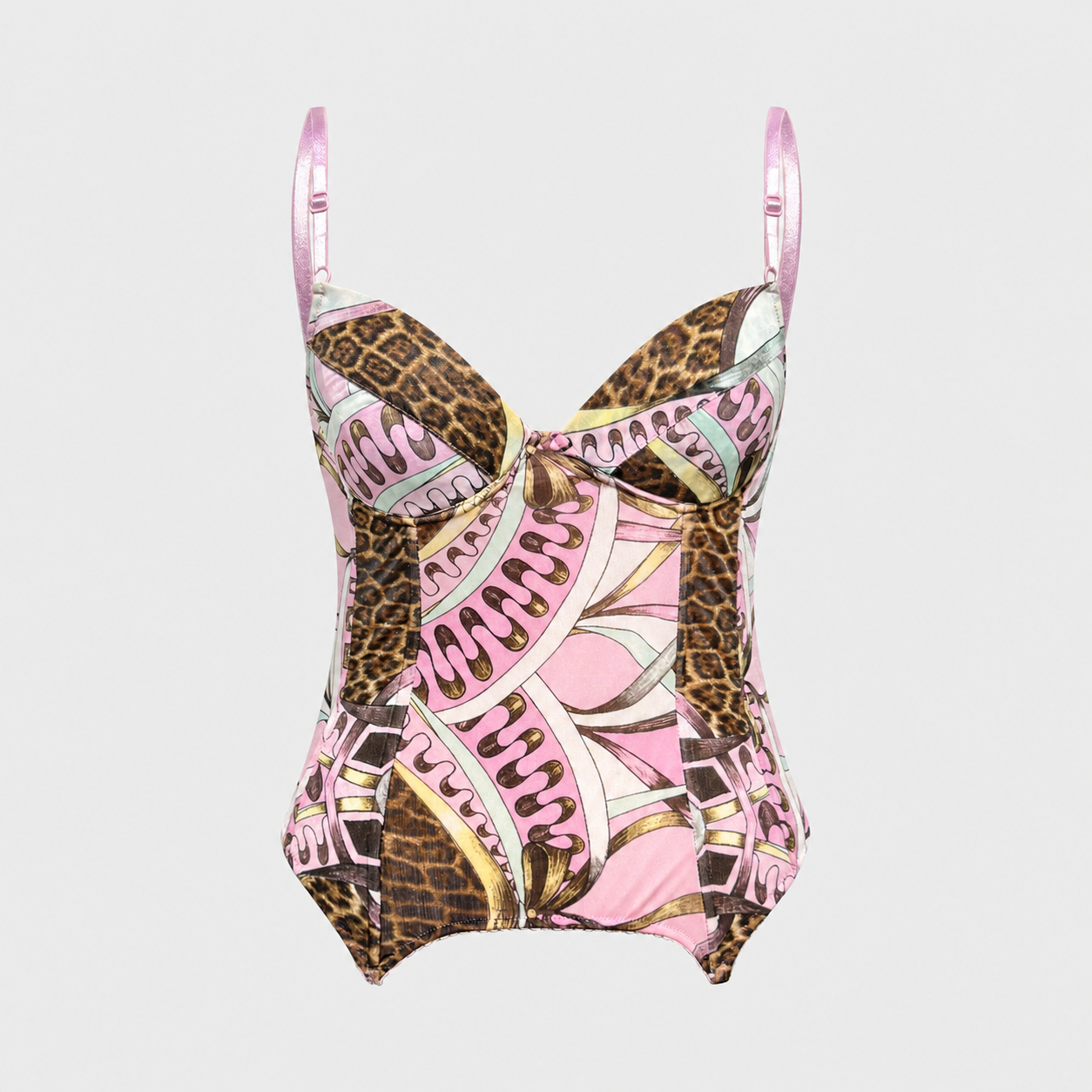 Pink Leopard Print Jersey Corset Top Roberto Cavalli SS 2004