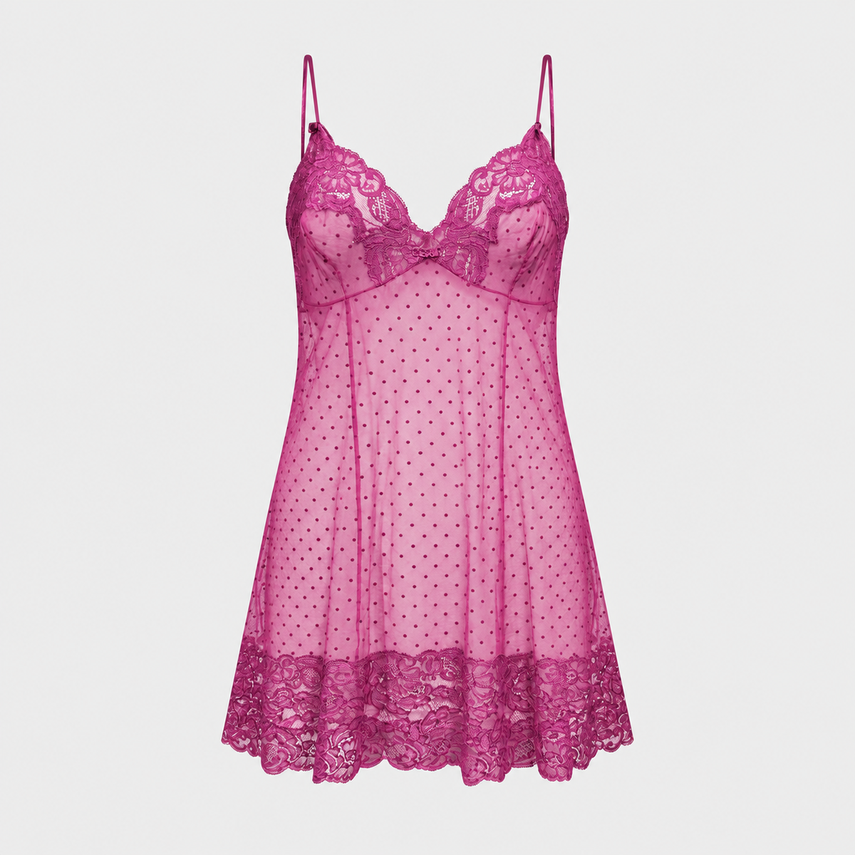 Pink Polka Dot Lace Slip Dress La Perla