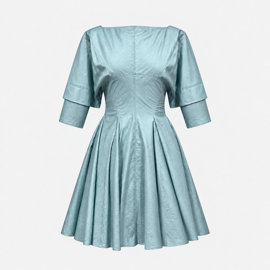 Light Blue Nylon Skater Mini Dress Alaïa SS 1988