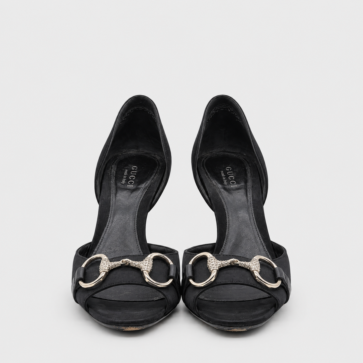 Black Satin D'orsay Heels with Crystal Horsebit Gucci 2004 by Tom Ford