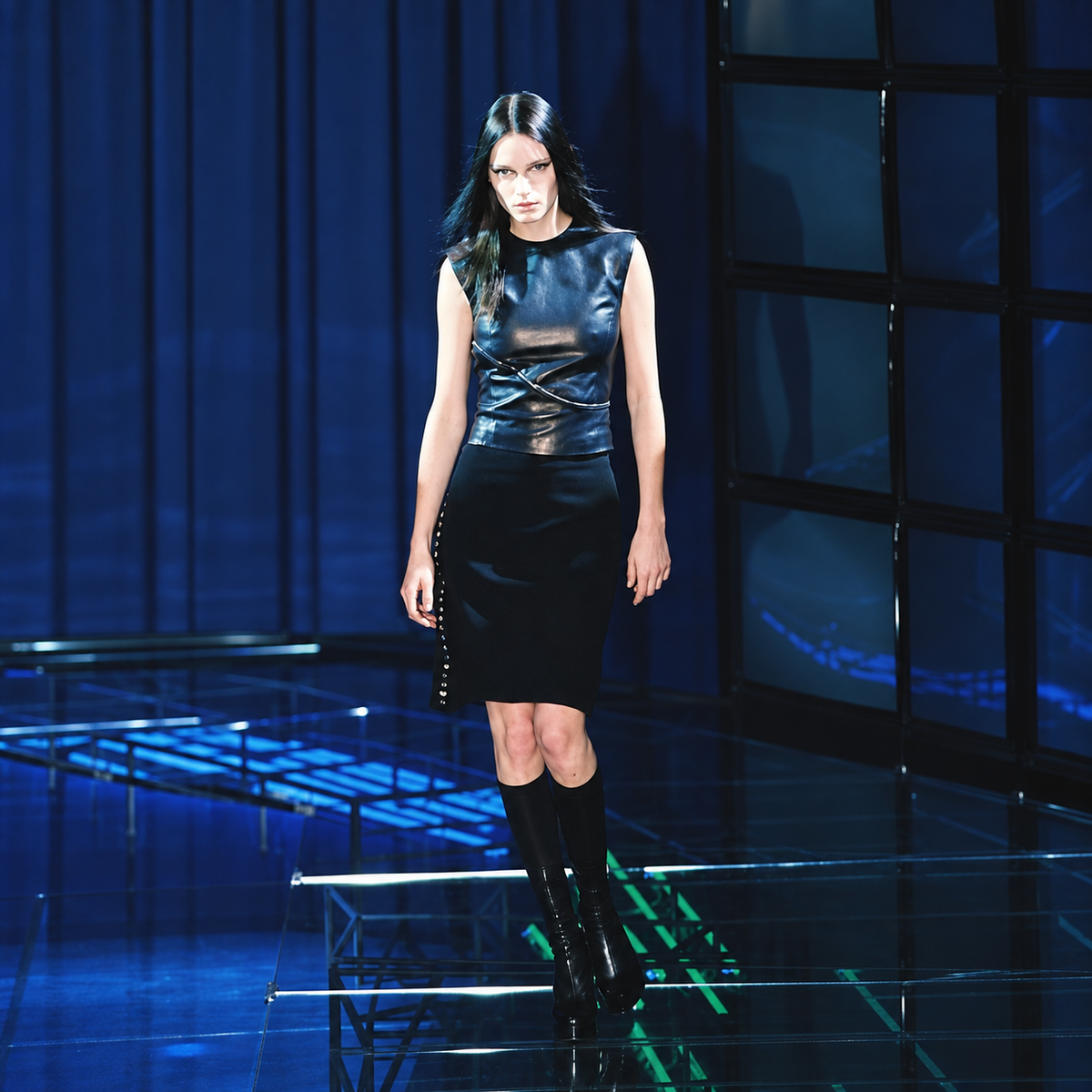Black Leather Zip Top Versace FW 1998 by Donatella Versace