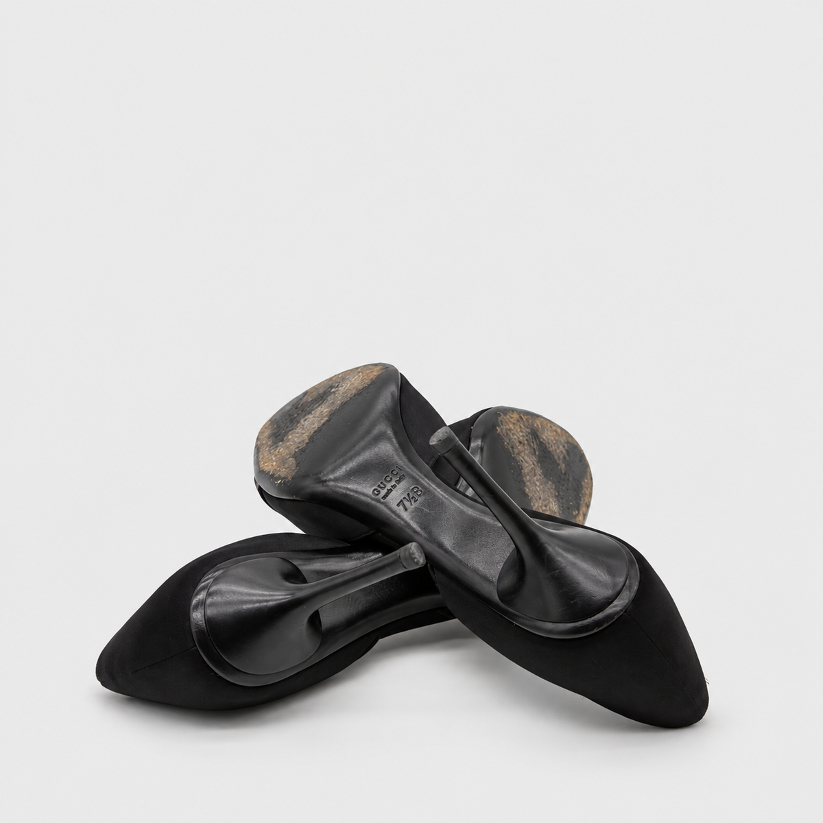 Black Satin D'orsay Heels with Crystal Horsebit Gucci 2004 by Tom Ford