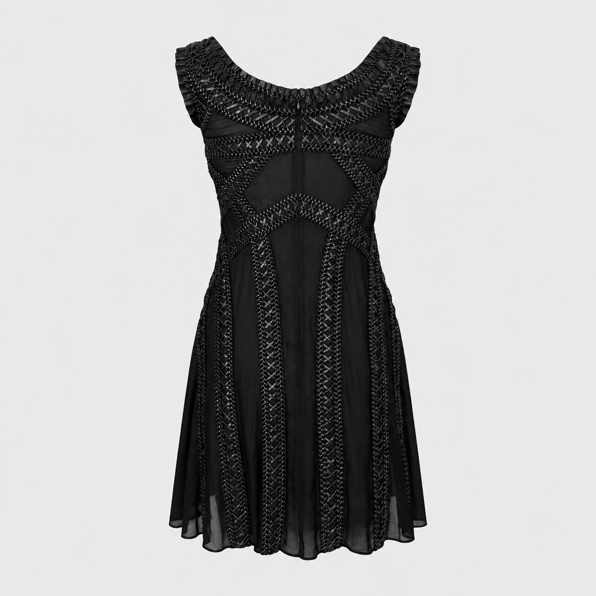 Black Silk and Leather Dress Alexander McQueen 2004