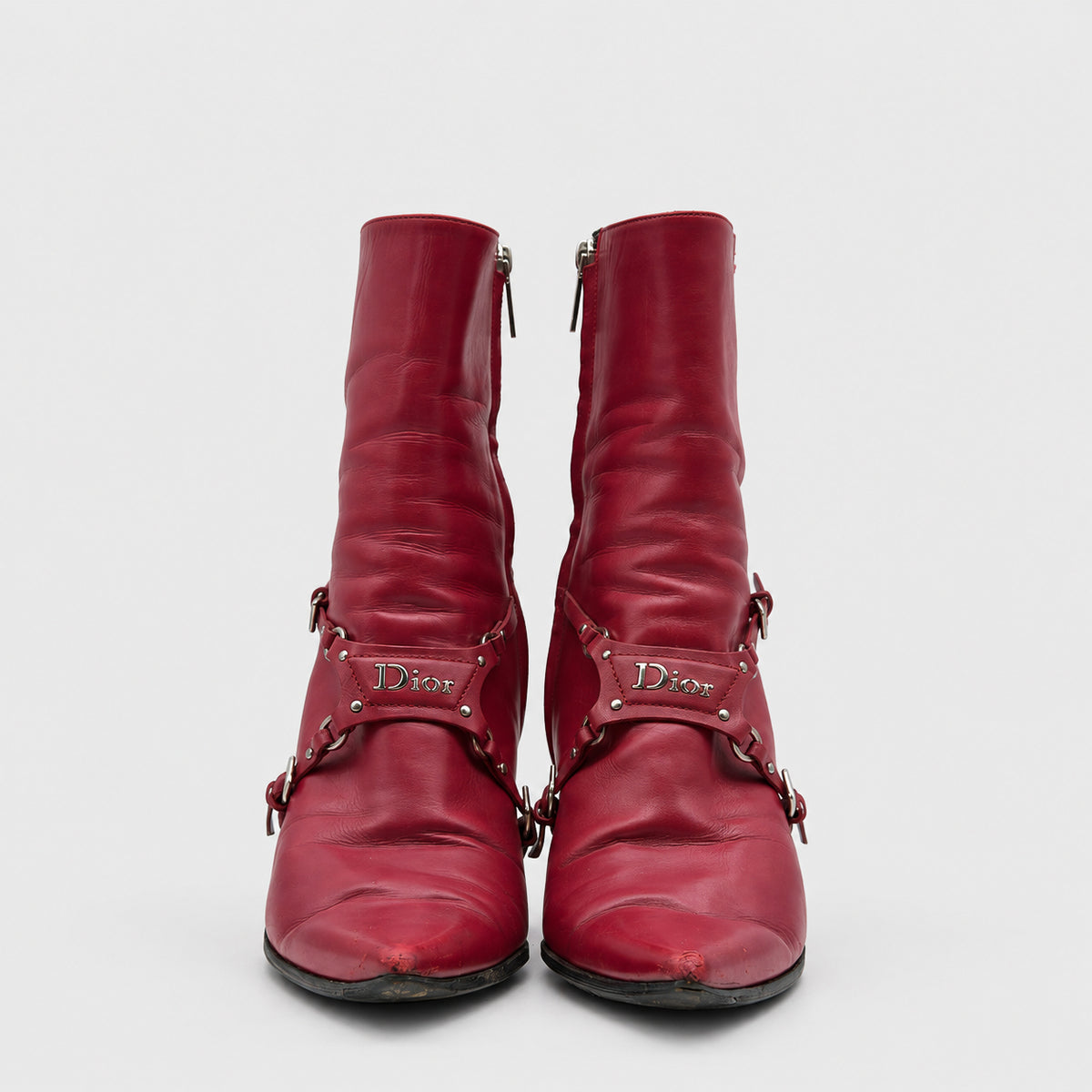 Red Leather Hardcore Bondage Boots Dior FW 2003 by John Galliano