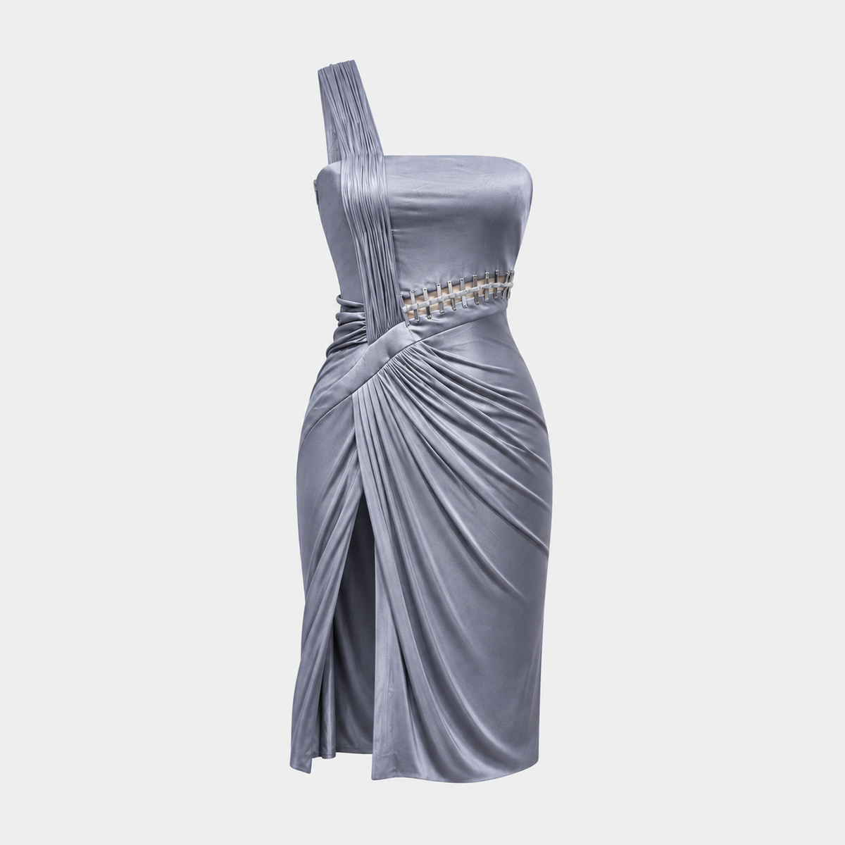 Grey Embellished Draped Dress Versace FW 2009