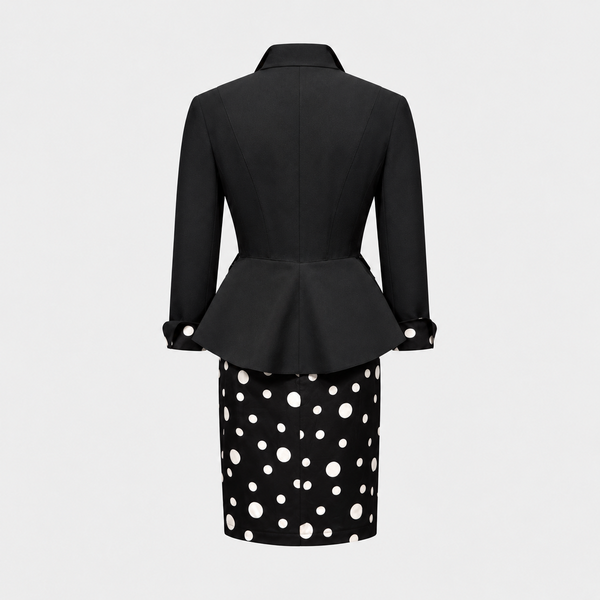 Black Polka Dot Bowed Suit Set Thierry Mugler 1990s
