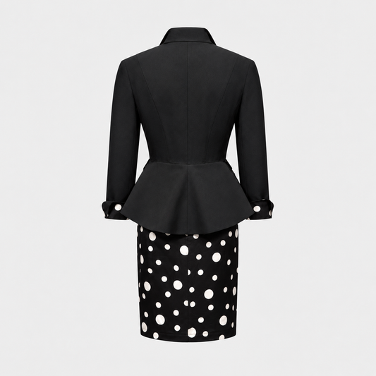 Black Polka Dot Bowed Suit Set Thierry Mugler 1990s