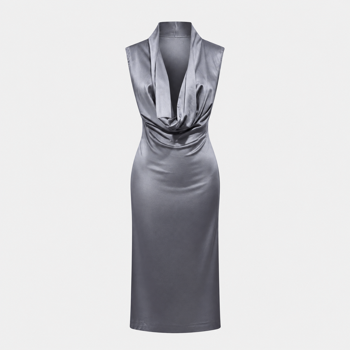 Grey Satin Draped Dress Alexander McQueen FW 1998 “Joan”