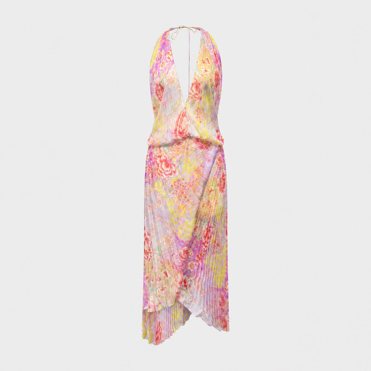 Pink Floral Print Draped Halter Dress Emanuel Ungaro SS 2003