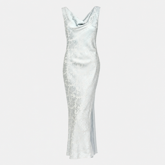 Ice-Blue Floral Silk Jacquard Bias-Cut Gown Christian Dior FW 1998 by John Galliano