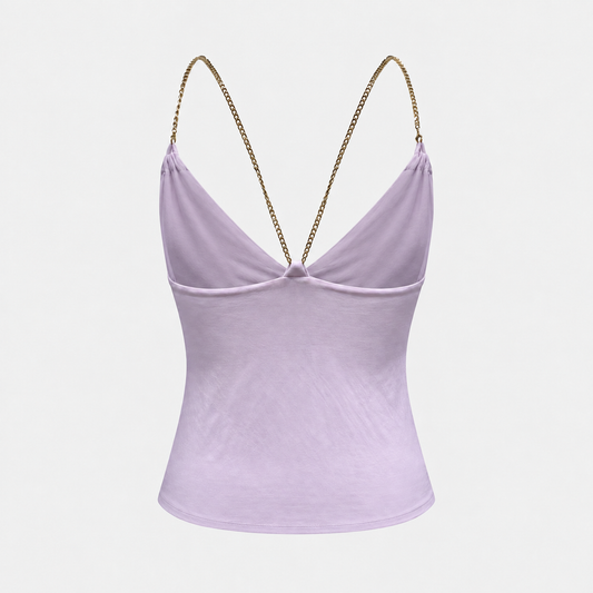 Lilac Jersey Chain-Strap Top Versace 2000s