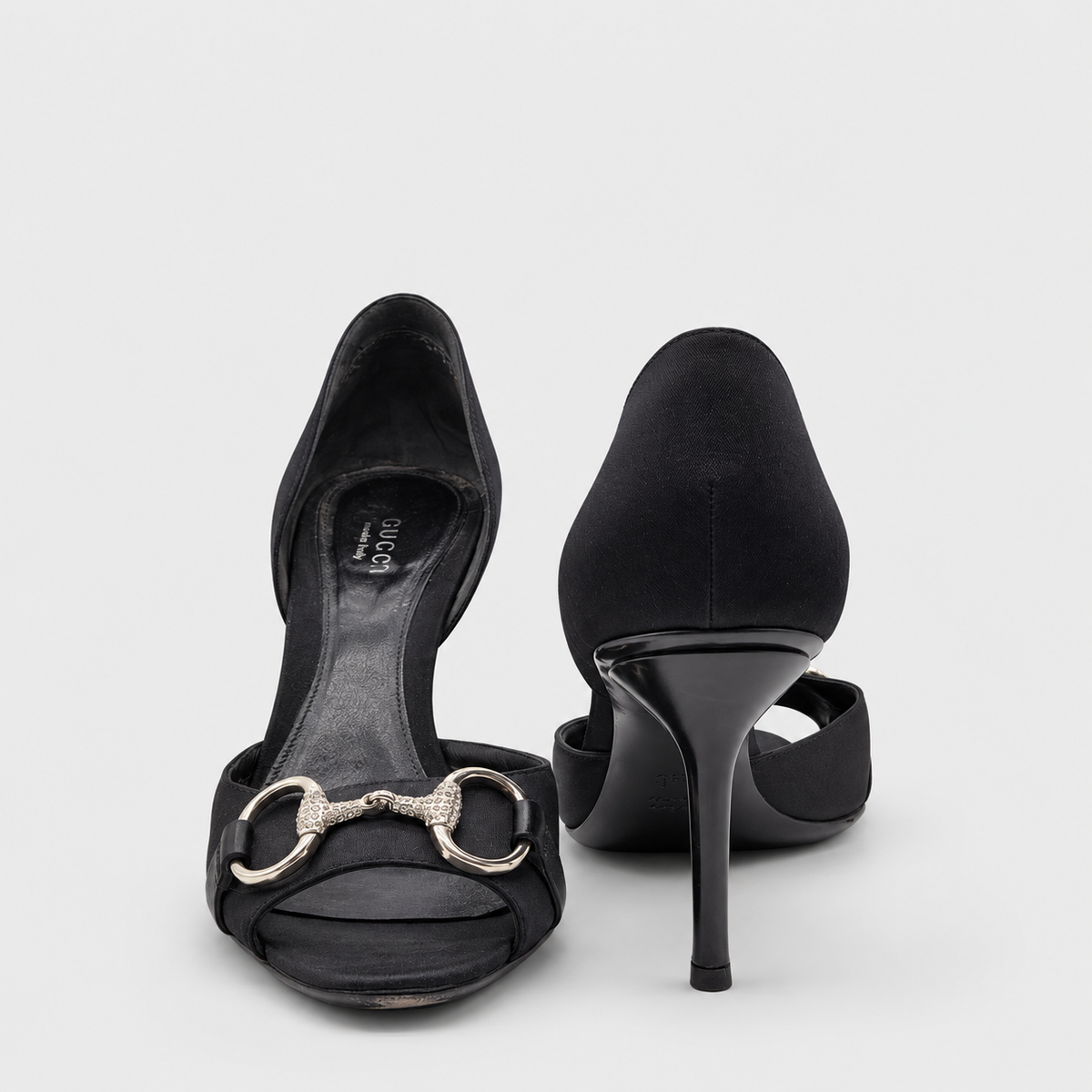 Black Satin D'orsay Heels with Crystal Horsebit Gucci 2004 by Tom Ford
