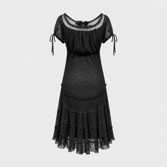 Black Eyelet Lace Dress Jean Paul Gaultier 2000s