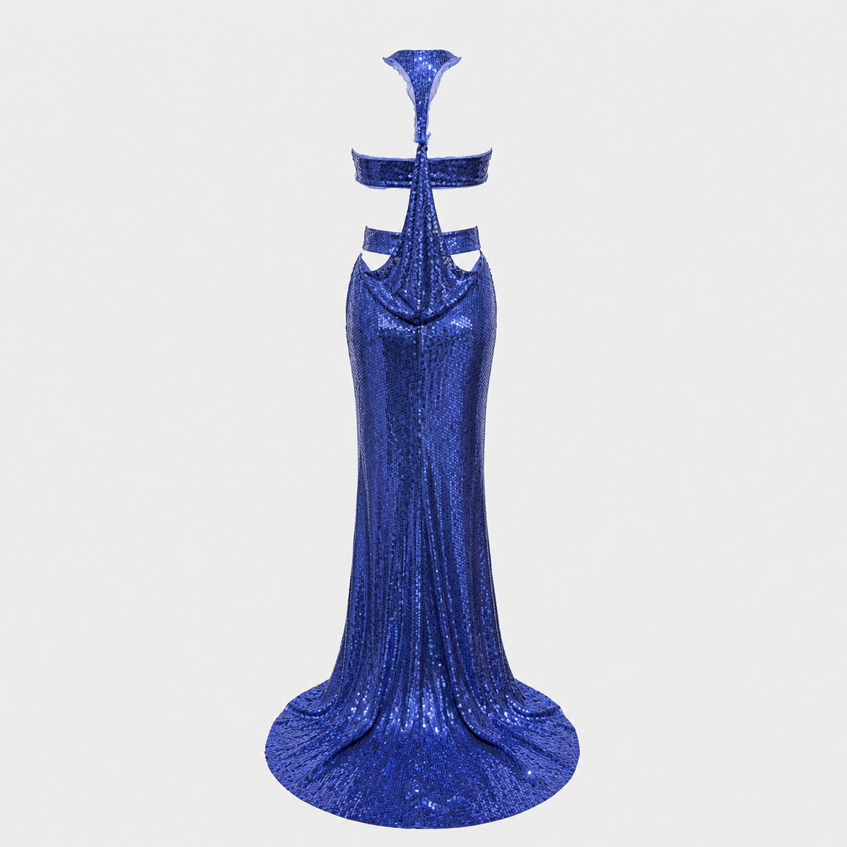 Blue Sequin Halter Gown Gucci par Tom Ford  FW 2004