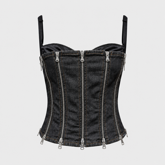 Denim Corset Top with Zipper Dolce & Gabbana 2000s