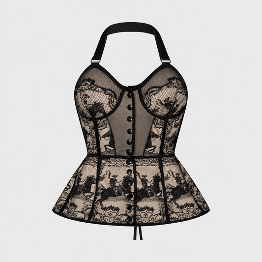 Black Lace Cone Bra Bustier Jean Paul Gaultier SS 1988