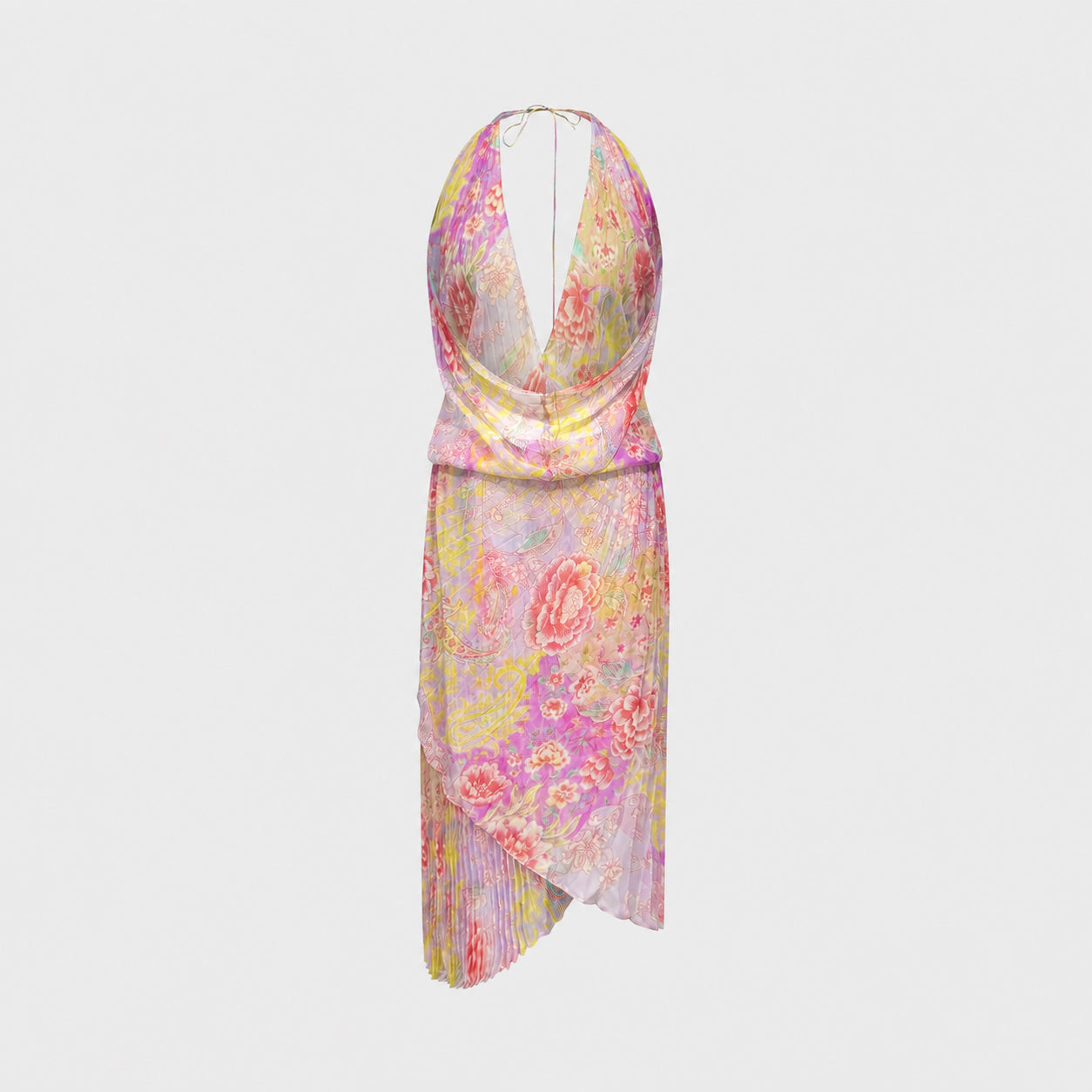 Pink Floral Print Draped Halter Dress Emanuel Ungaro SS 2003